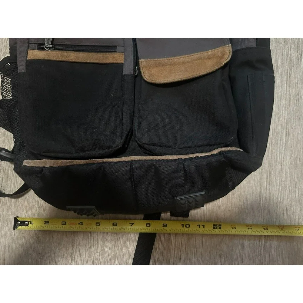 Eastport Outdoor Company Backpack Black Grey Canvas Tan Suede Vintage